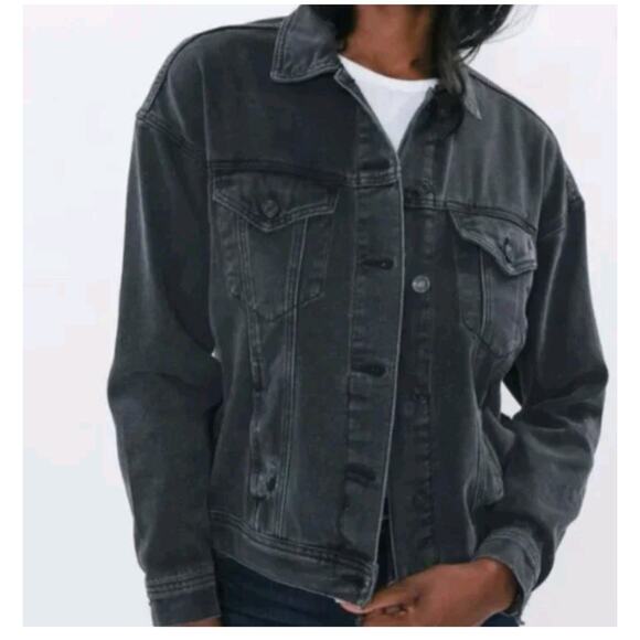 YMI Jackets & Blazers - 3814)YMI Long Sleeve Button Oversized Boyfriend Distressed Denim Jacket Large Jr